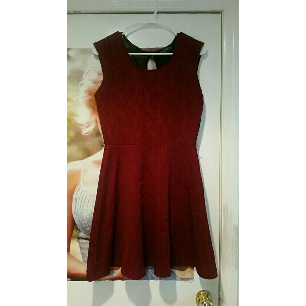 Sheer Back Maroon Dress